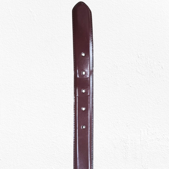 1980s Vintage Coach Solid Brass Buckle Belt 42” Mahogany Leather Classic Belt - Picture 6 of 9